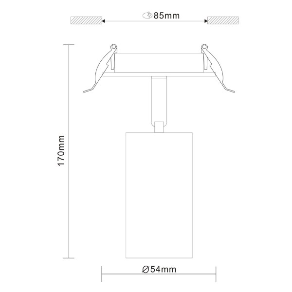 ST303.408.01 Св-к встр. Черный GU10 1*50W  L100xW54xH170 220V Без ламп Встраиваемые светильники
