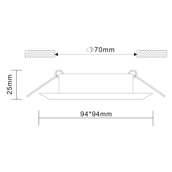 ST204.508.01 Св-к встр. Белый GU10 1*50W  L94xW94xH25 220V Без ламп Встраиваемые светильники