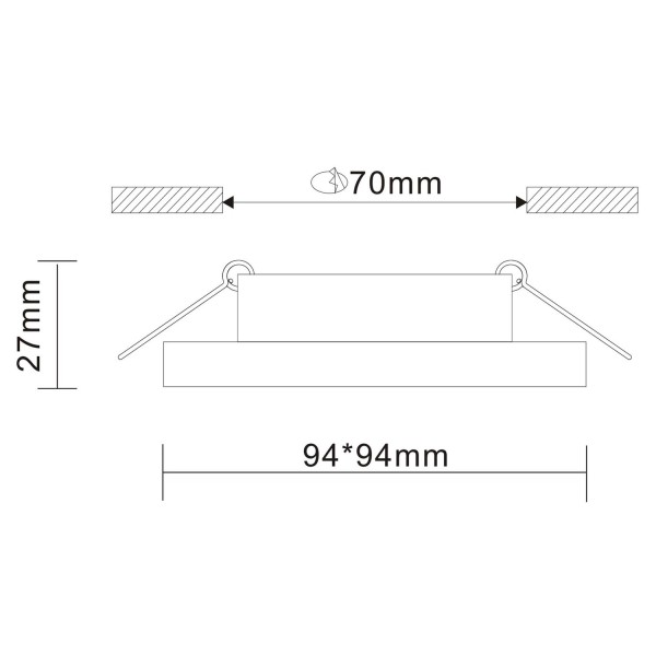 ST205.518.01 Св-к встр. Белый GU10 1*50W  L94xW94xH27 220V Без ламп Встраиваемые светильники
