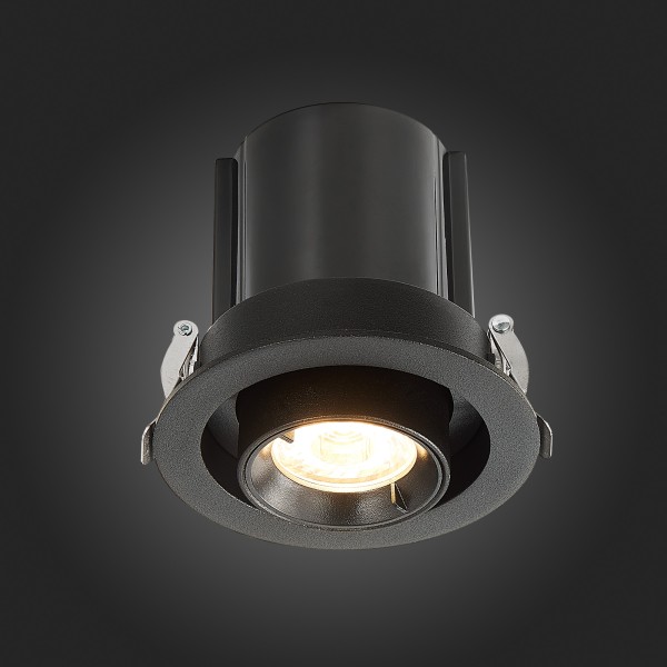 ST702.338.12 Св-к встр. Черный LED 1*12W 3000K 900Lm Ra80 24° IP20 D90xH92 180-240V Встраиваемые светильники
