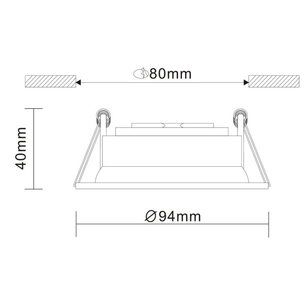 ST208.408.01 Св-к встр. Черный GU10 1*50W  D94xH40 220V Без ламп Встраиваемые светильники