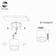 ST115.542.07 Светильник потолочный Белый LED 1*7W 4000K 490Lm Ra>90 120° IP20 D79xH100 170-240V Накладные светильники