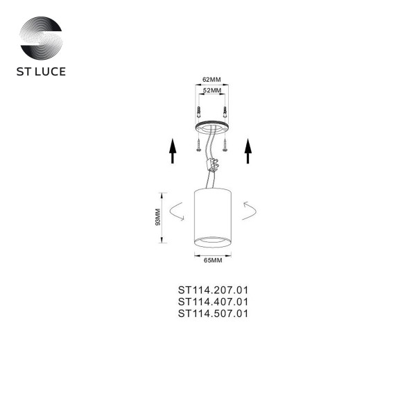 ST114.507.01 Светильник потолочный Белый GU10 1*50W  IP20 L65xW65xH93 220V Без ламп Накладные светильники