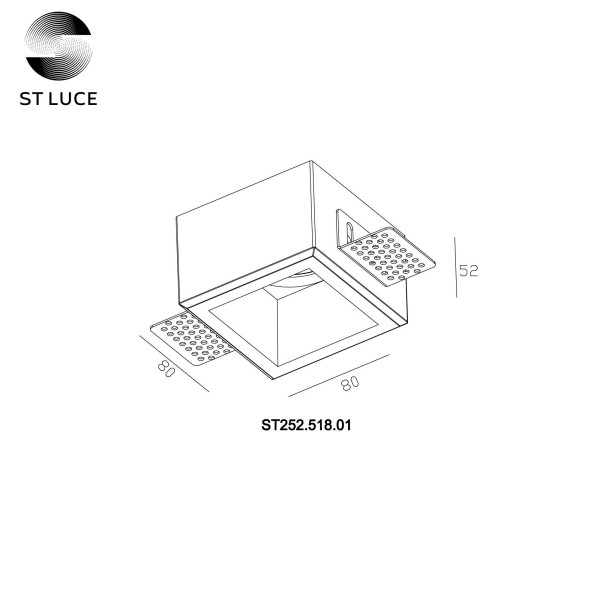 ST252.518.01 Св-к встр. из гипса Белый GU10 1*50W  IP20 L80xW80xH52 180-240V Без ламп Встраиваемые светильники