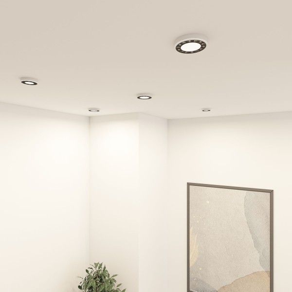 DK2441-WB Встраиваемый светильник DUAL 9+9 Вт, LED 4000K, IP 20, d120mm, белый/черный, алюминий/акрил