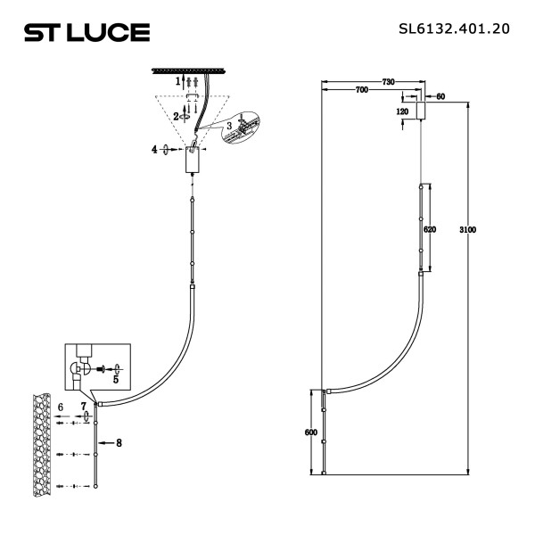 SL6132.401.20 Светильник настенно-потолочный ST-Luce Черный/Белый LED 1*20W 3000K STRAP