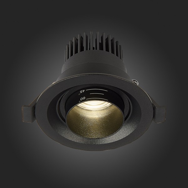 ST701.448.07 Св-к встр. Zoom Черный LED 1*7W 4000K 560Lm Ra 15°-60° IP20 D90xH65 170-240V Встраиваемые светильники